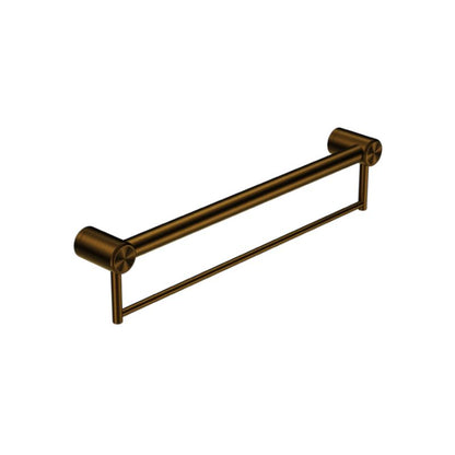 Calibre Terra 32mm Grab Rail with Towel Holder 900mm Organic Brass Aged Medium Living (Made to Order) - R01T90AB