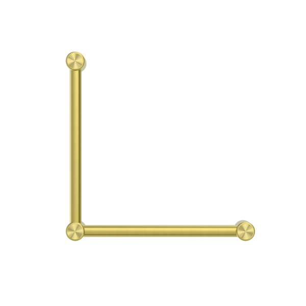Calibre Terra 32mm New Zealand Toilet Grab Rail 90 Degree 750x750mm Organic Brushed Brass Living (Made to Order) - R01A7575BBL