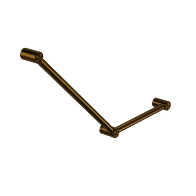 Calibre Terra 32mm Toilet Grab Rail 45 Degree 450x750mm Angled Rail Organic Brass Aged Medium Living (Made to Order) - R01A445AB