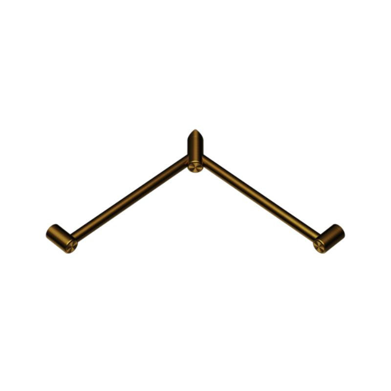 Calibre Terra 32mm Wrap Around 600x600mm Corner Grab Rail Organic Brass Aged Medium Living (Made to Order) - R01C66AB