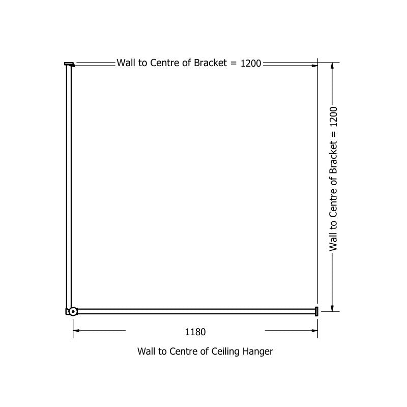 Calibre Terra Curtain Rail 22mm 1600x1200x1000 90 Degree (Up to 3.0m Ceiling Height) Brushed Nickel (Made to Order) - RU1C121610BN