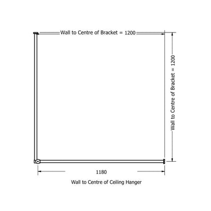 Calibre Terra Curtain Rail 22mm 1600x1200x1000 90 Degree (Up to 3.0m Ceiling Height) Brushed Nickel (Made to Order) - RU1C121610BN