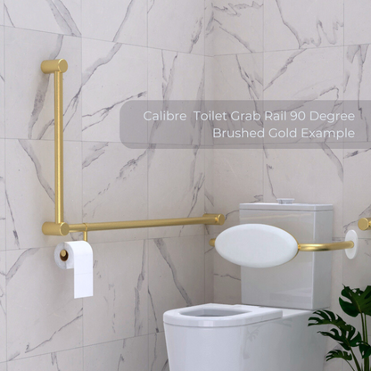 Calibre Terra 32mm Ambulant Toilet Grab Rail 90 Degree 450mm Each Direction Organic Brass Aged Medium Living (Made to Order) - R01A490AB