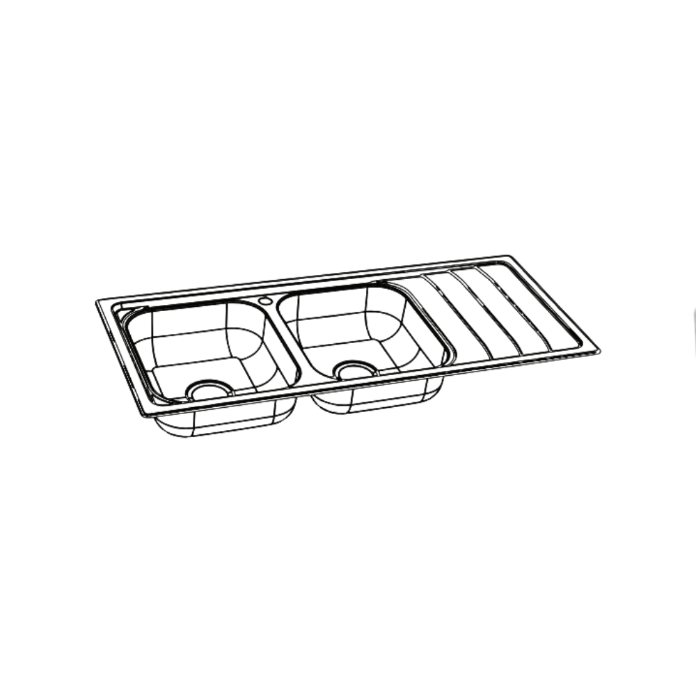 Care Kitchen Sink Double Bowl With Drainer Left Hand Bowl With Heat Shield Pad - BEN-TC113-1160LHB