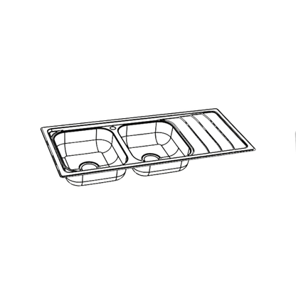 Care Kitchen Sink Double Bowl With Drainer Left Hand Bowl With Heat Shield Pad - BEN-TC113-1160LHB