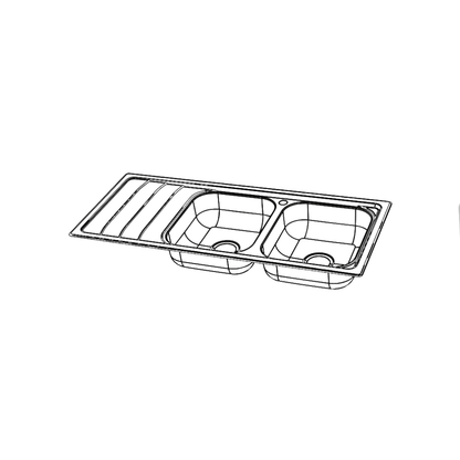 Care Kitchen Sink Double Bowl With Drainer Right Hand Bowl With Heat Shield Pad - BEN-TC113-1160RHB