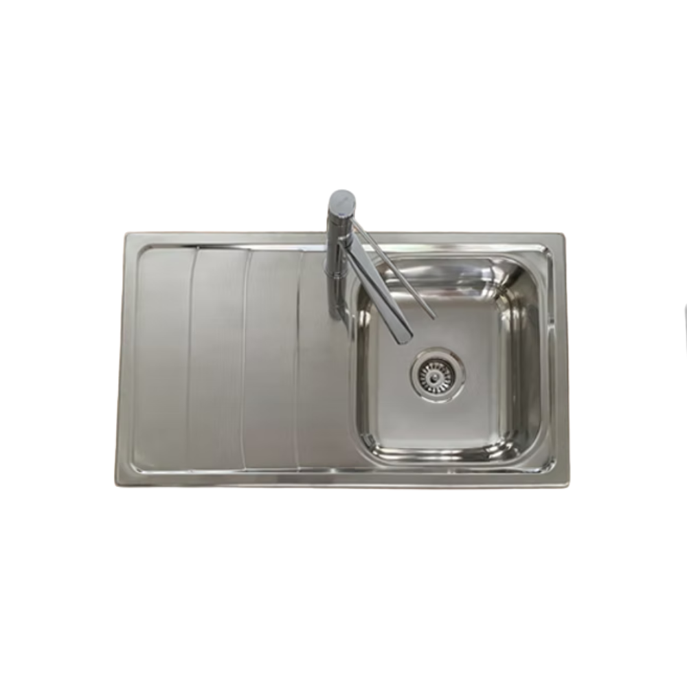 Care Kitchen Sink Single Bowl With Drainer - Right Hand Bowl With Heat Shield Pad - BEN-TC613-860RHB