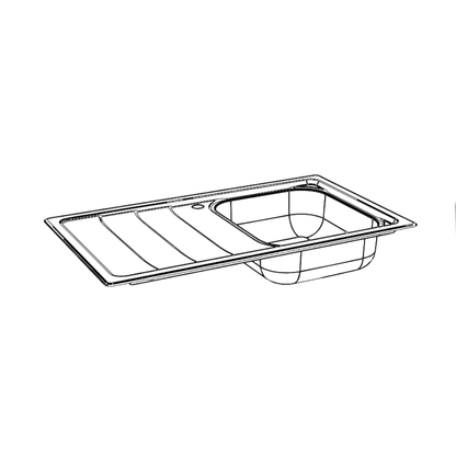 Care Kitchen Sink Single Bowl With Drainer - Right Hand Bowl With Heat Shield Pad - BEN-TC613-860RHB