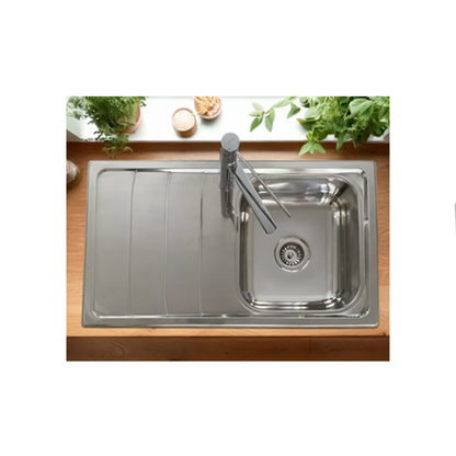 Care Kitchen Sink Single Bowl With Drainer - Right Hand Bowl With Heat Shield Pad - BEN-TC613-860RHB