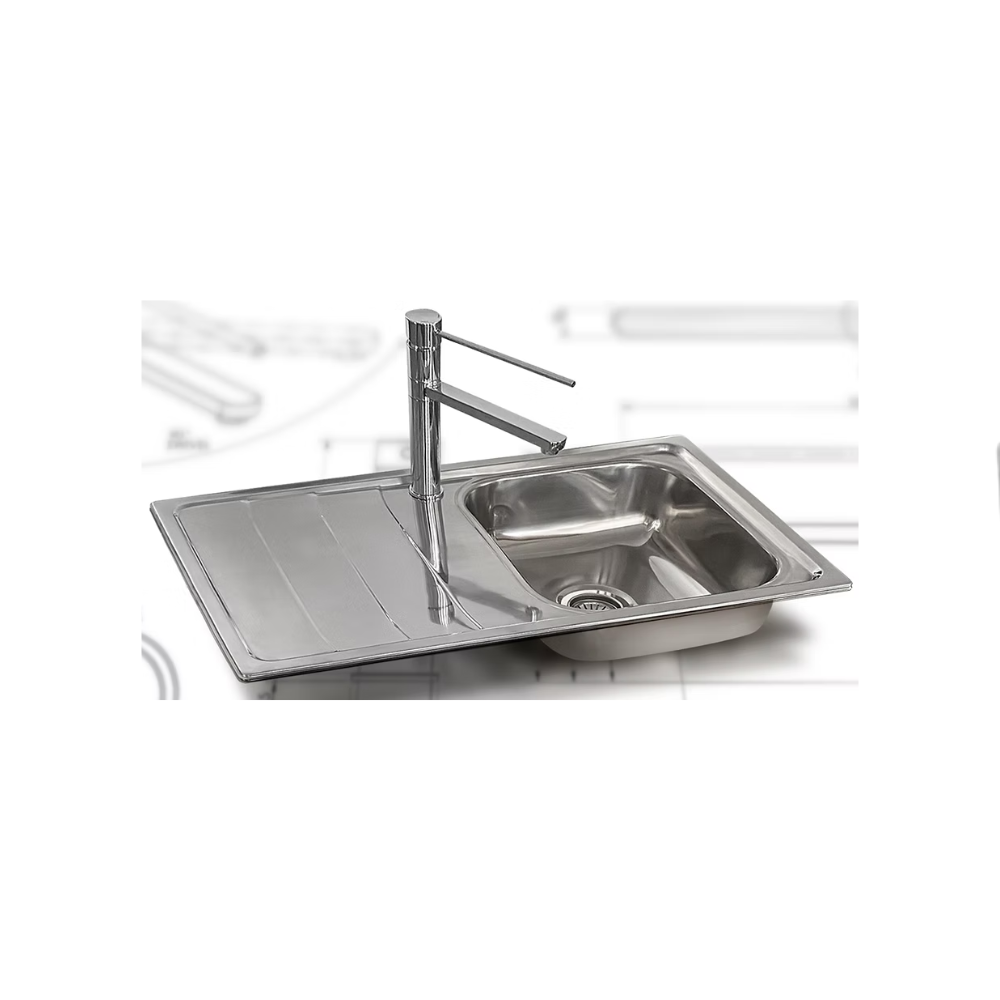 Care Kitchen Sink Single Bowl With Drainer - Right Hand Bowl With Heat Shield Pad - BEN-TC613-860RHB