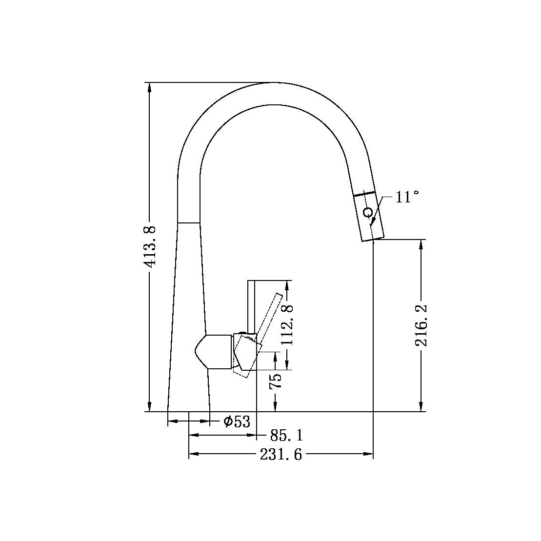 Dolce Pull Out Sink Mixer With Vegie Spray Function Gun Metal - NR581009cGM