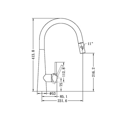 Dolce Pull Out Sink Mixer With Vegie Spray Function Gun Metal - NR581009cGM