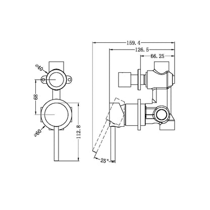 Dolce Shower Mixer With Divertor Separate Back Plate Matte Black - NR250811EMB