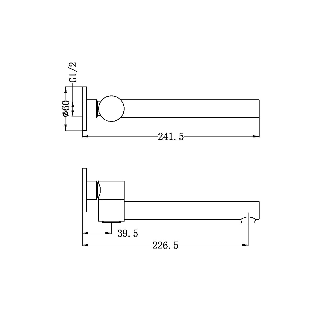 Dolce Wall Mounted Swivel Bath Spout Only Brushed Nickel - NR202BN