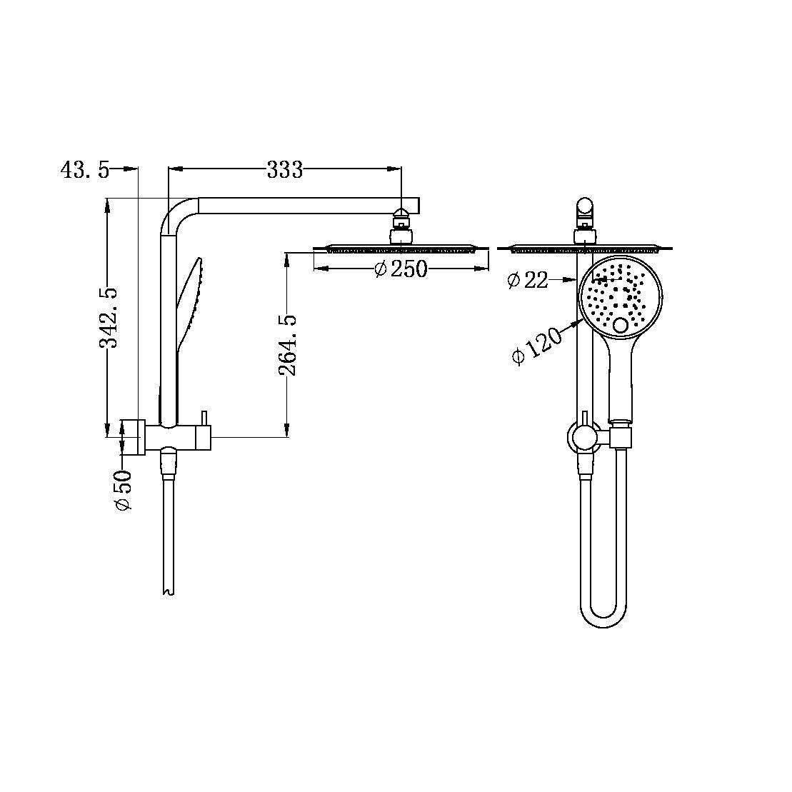 Dolce 2 in 1 Shower Brushed Nickel - NR250805bBN