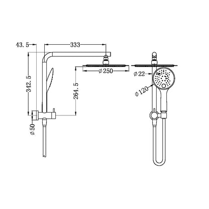 Dolce 2 in 1 Shower Matte Black - NR250805bMB