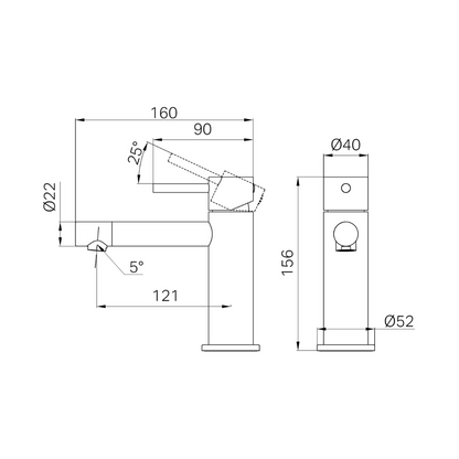Dolce II Basin Mixer Brushed Gold - 25B001BG