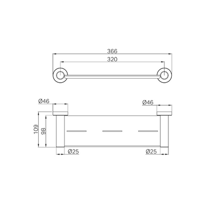 Dolce II Metal Shower Shelf Brushed Gold - NR2087ABG