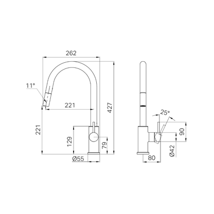 Dolce II Pull Out Sink Mixer Brushed Nickel - 25B004BN