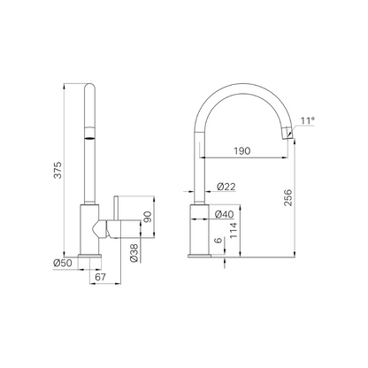 Dolce II Sink Basin Mixer Brushed Gold - 25B003BG