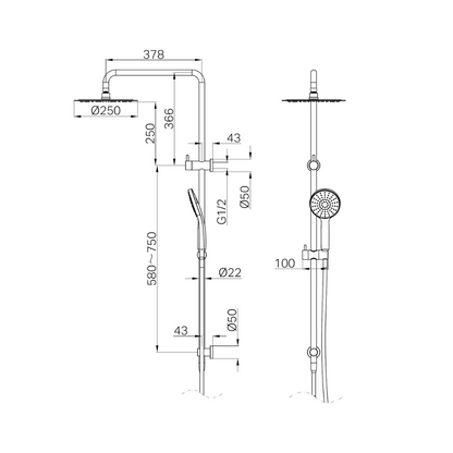 Dolce II Twin Shower Brushed Nickel - NR232105GBN