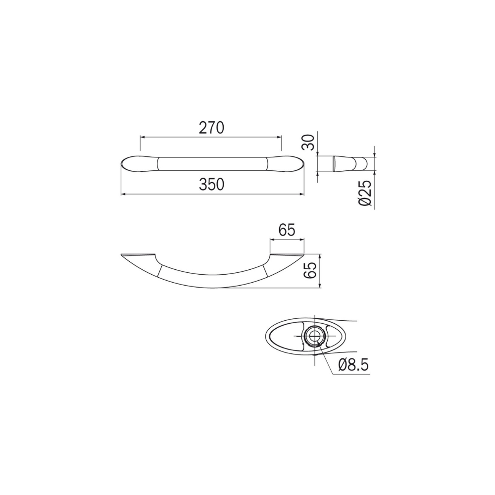 Ego Slimline Grab Bar 350mm Chrome - A13950CR