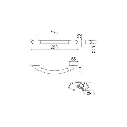 Ego Slimline Grab Bar 350mm Chrome - A13950CR