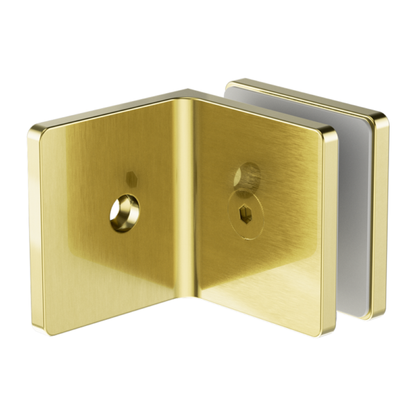 GLASS TO WALL 90 DEGREE  BRACKET 10MM GLASS BRUSHED GOLD