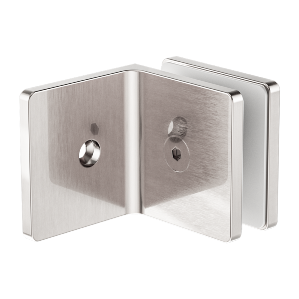 GLASS TO WALL 90 DEGREE  BRACKET 10MM GLASS BRUSHED NICKEL