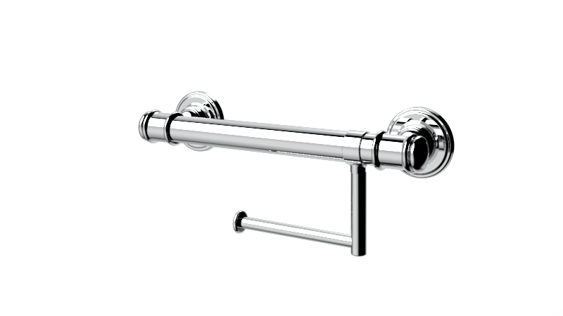 Glance York 32mm Grab Rail with Toilet Roll Holder 300 Chrome