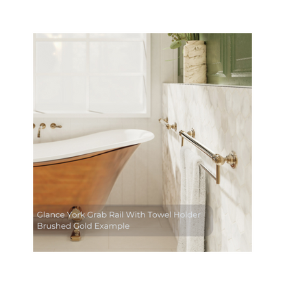 Glance York 32mm Grab Rail with Towel Holder 900 Chrome - R03T90C