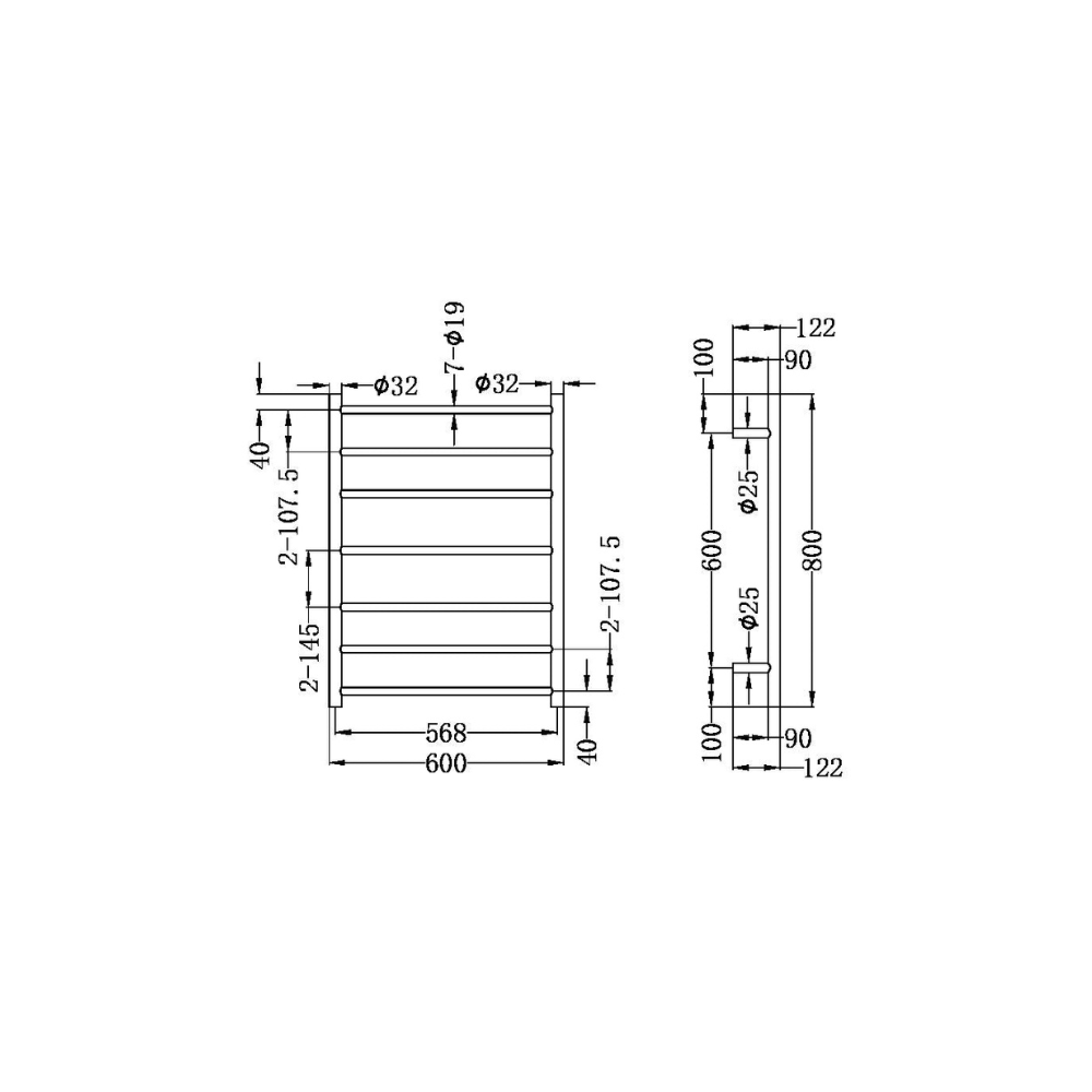 Heated Towel Ladder Brushed Gold - NR190002HBG