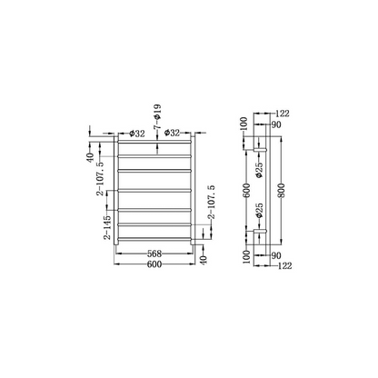 Heated Towel Ladder Brushed Gold - NR190002HBG