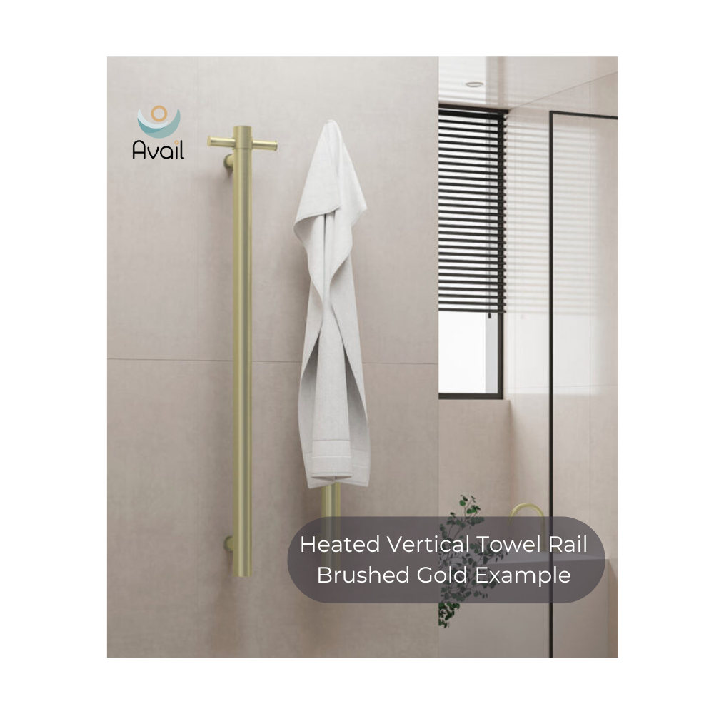 Heated Vertical Towel Rail Brushed Gold - NRV900HBG