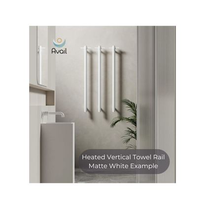 Heated Vertical Towel Rail Matte White - NRV900HMW