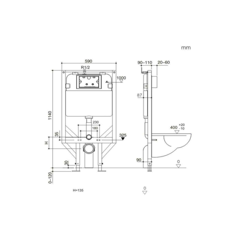 Nero In-Wall Mechanical Cistern Wall Hung - G30031