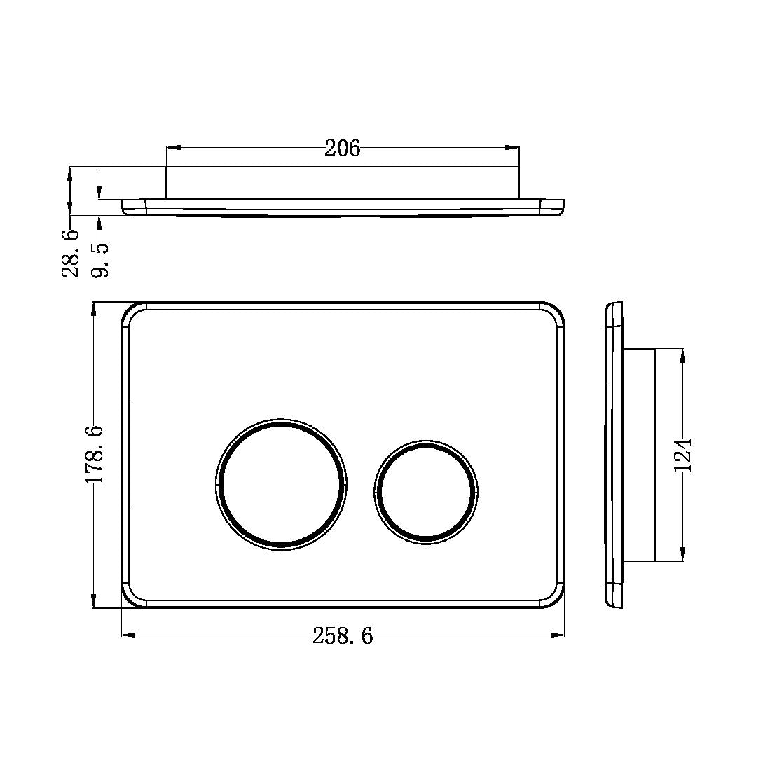 In Wall Toilet Push Plate Gun Metal - NRPL001GM