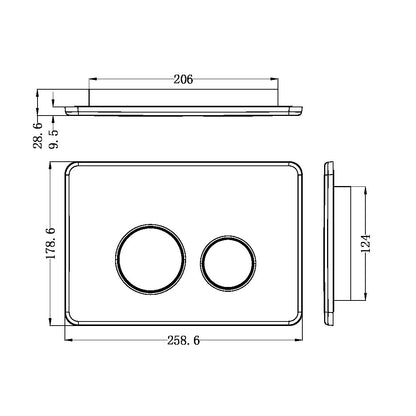 In Wall Toilet Push Plate Gun Metal - NRPL001GM