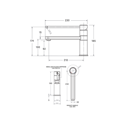 Kitchen Care Mixer With Swivel Spout - 230mm Ball End Handle - BEN-38119