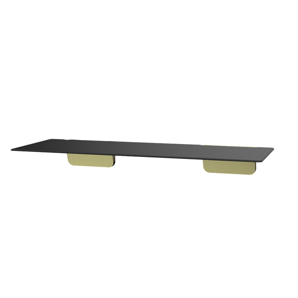 Liberty DDA Accessible Wall Shower Seat 960 Wide Black Seat With Brushed Brass Gold Cover - S01DBBG