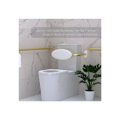 Liberty DDA Toilet Backrest 560mm - White Cushion Organic Brushed Brass Living (Made to Order) - R01R1WBBL