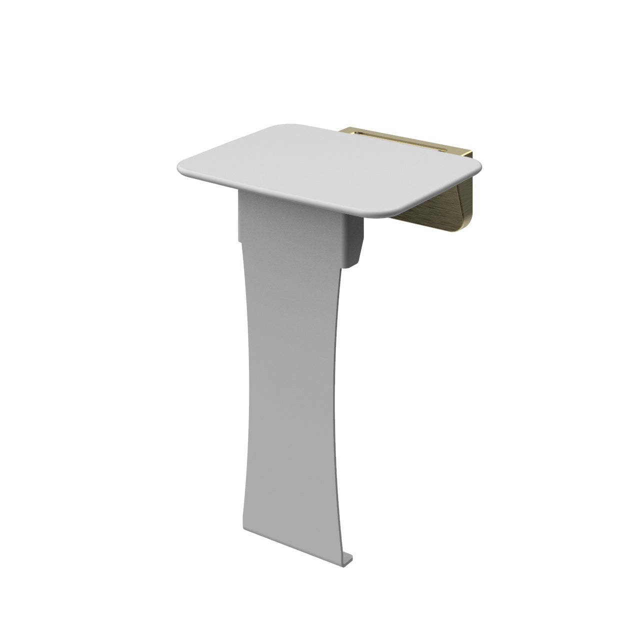 Liberty Shower Seat 350 Wide White With Fold Down Leg Cover Brushed Brass - S01ALWBB