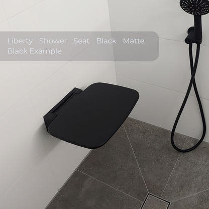 Liberty Shower Seat 380 Wide Black Brushed Brass Gold - S01ABBG