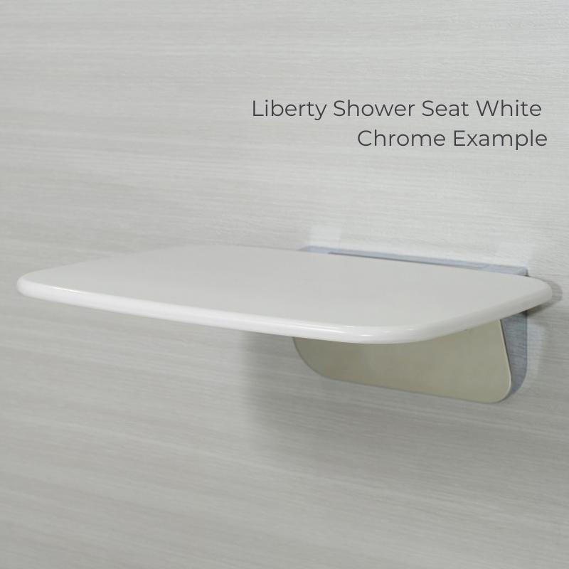 Liberty Shower Seat 380 Wide White Matt Black - S01AWMB