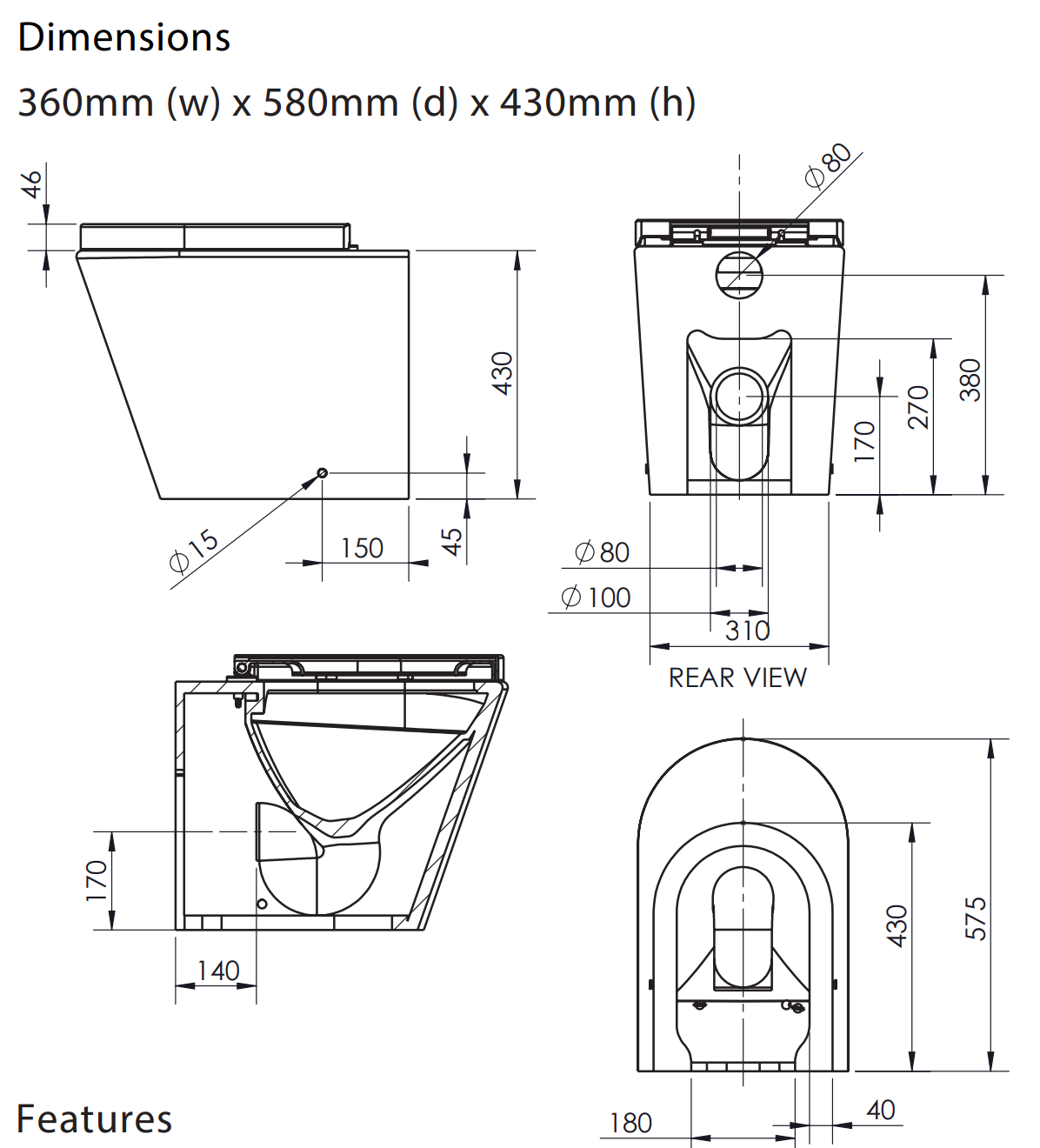Lucerne Back To Wall Floor Pan - LT-1003D-R/HY2007