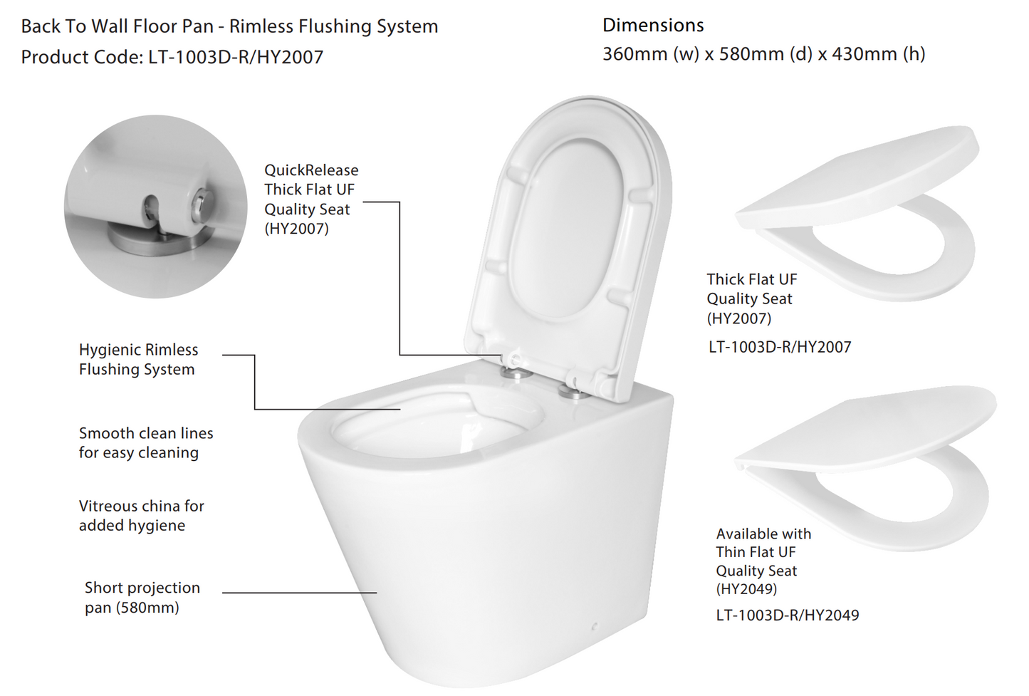 Lucerne Back To Wall Floor Pan - LT-1003D-R/HY2007