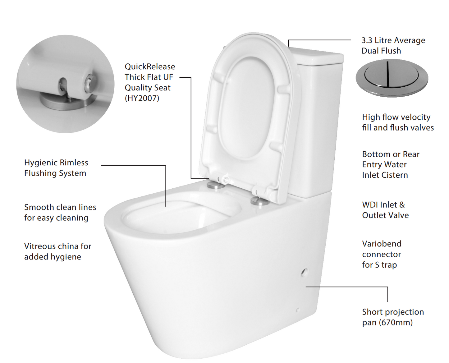 Lucerne Close Coupled Back To Wall Suite (Rear Inlet) - LT-2125A-RR/HY2007