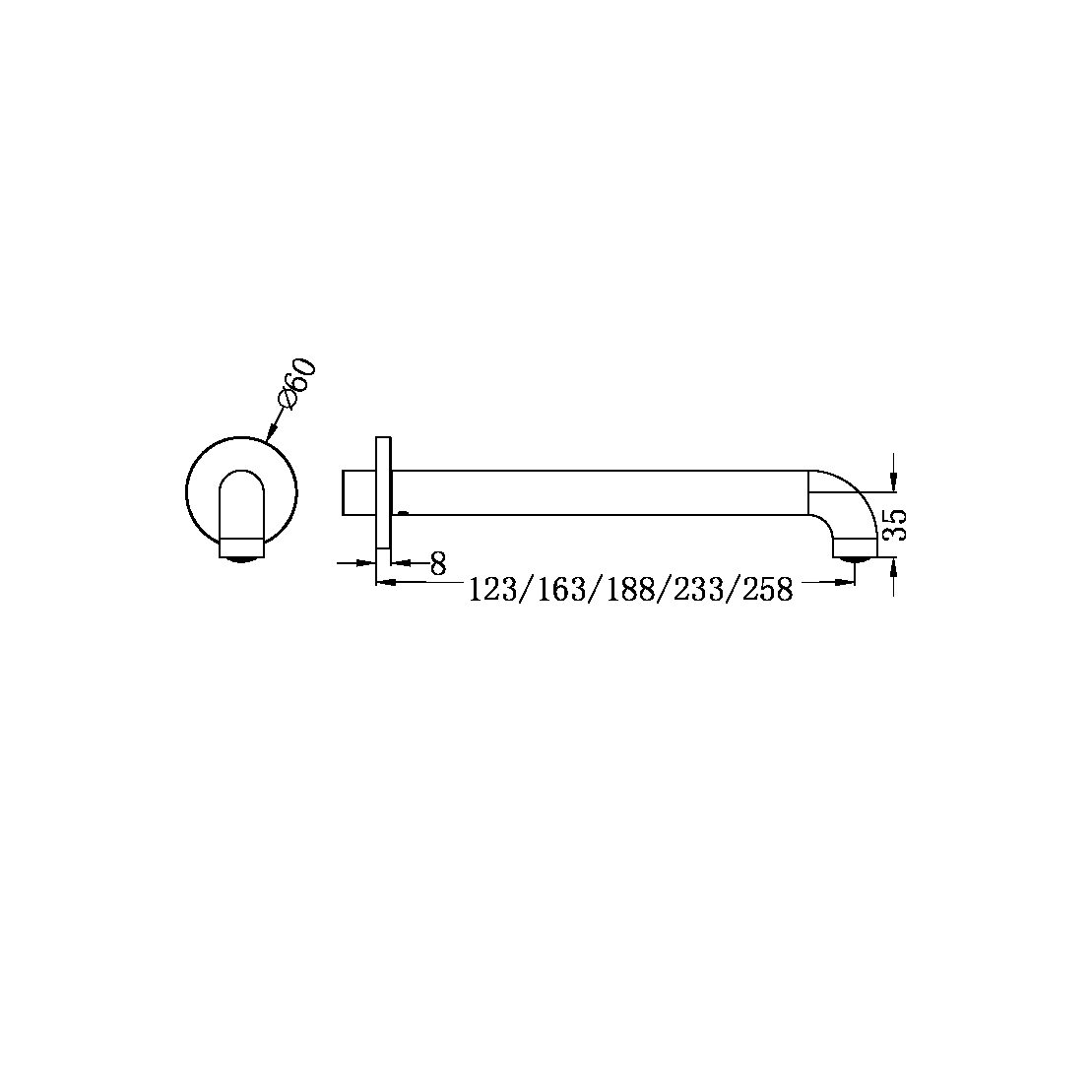 Mecca Basin/Bath Spout Only 120mm Matte White - NR221903C120MW