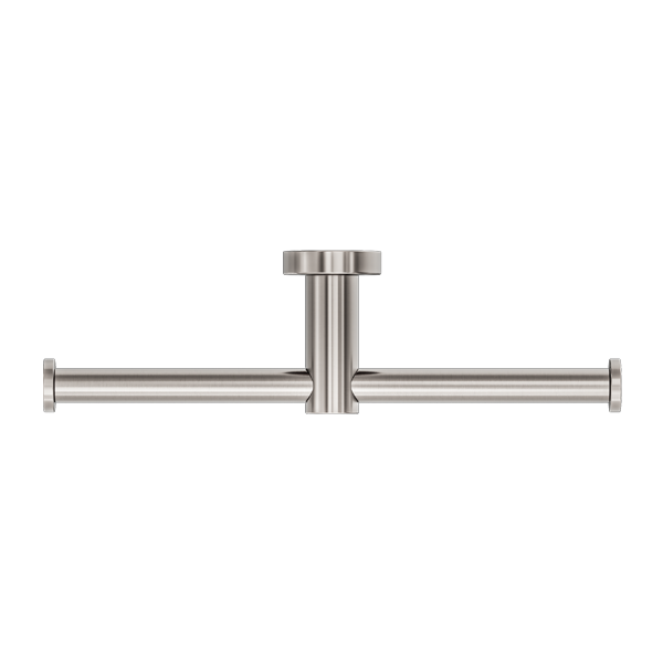 MECCA DOUBLE TOILET ROLL HOLDER BRUSHED NICKEL