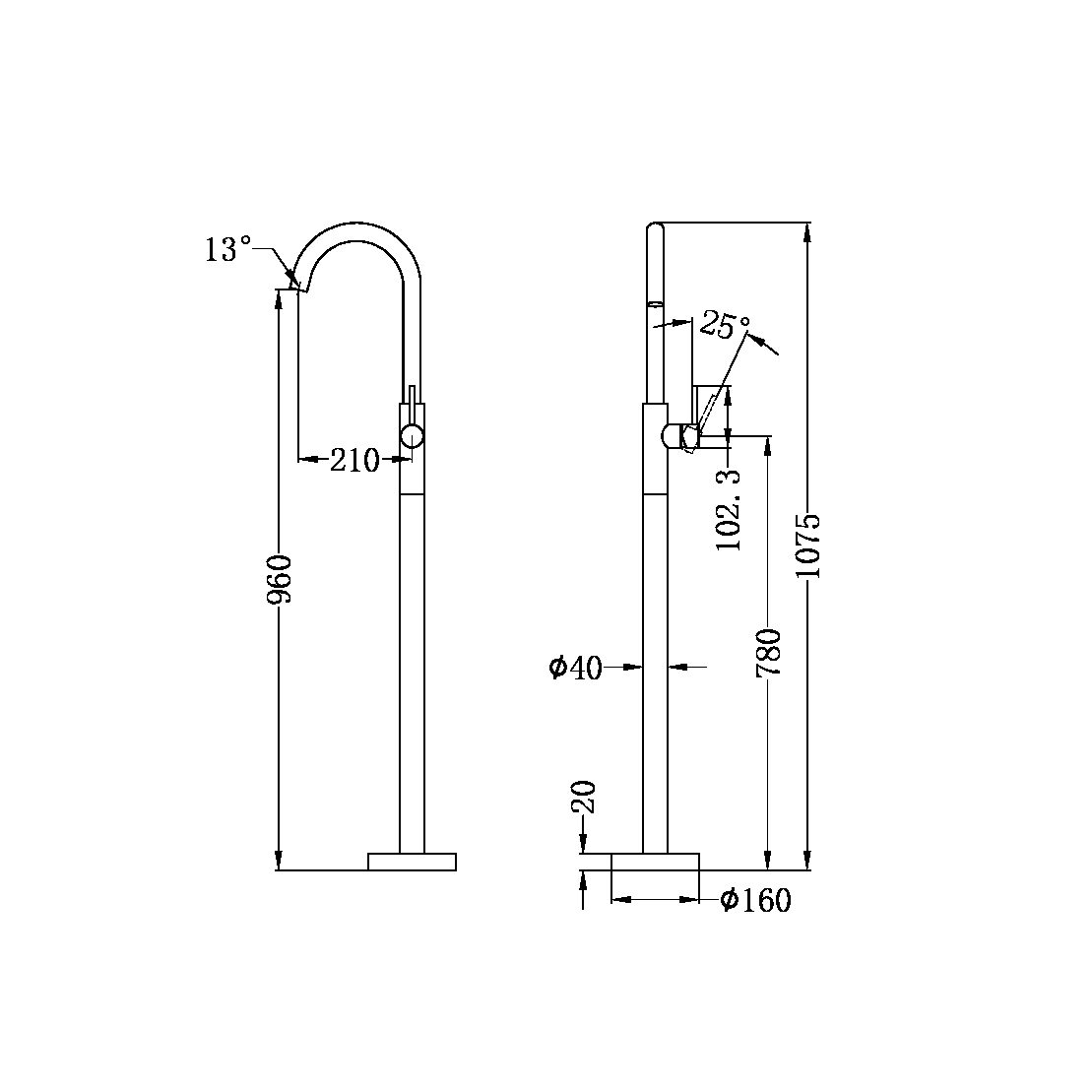 Mecca Freestanding Bath Mixer Graphite - NR210903a01GR